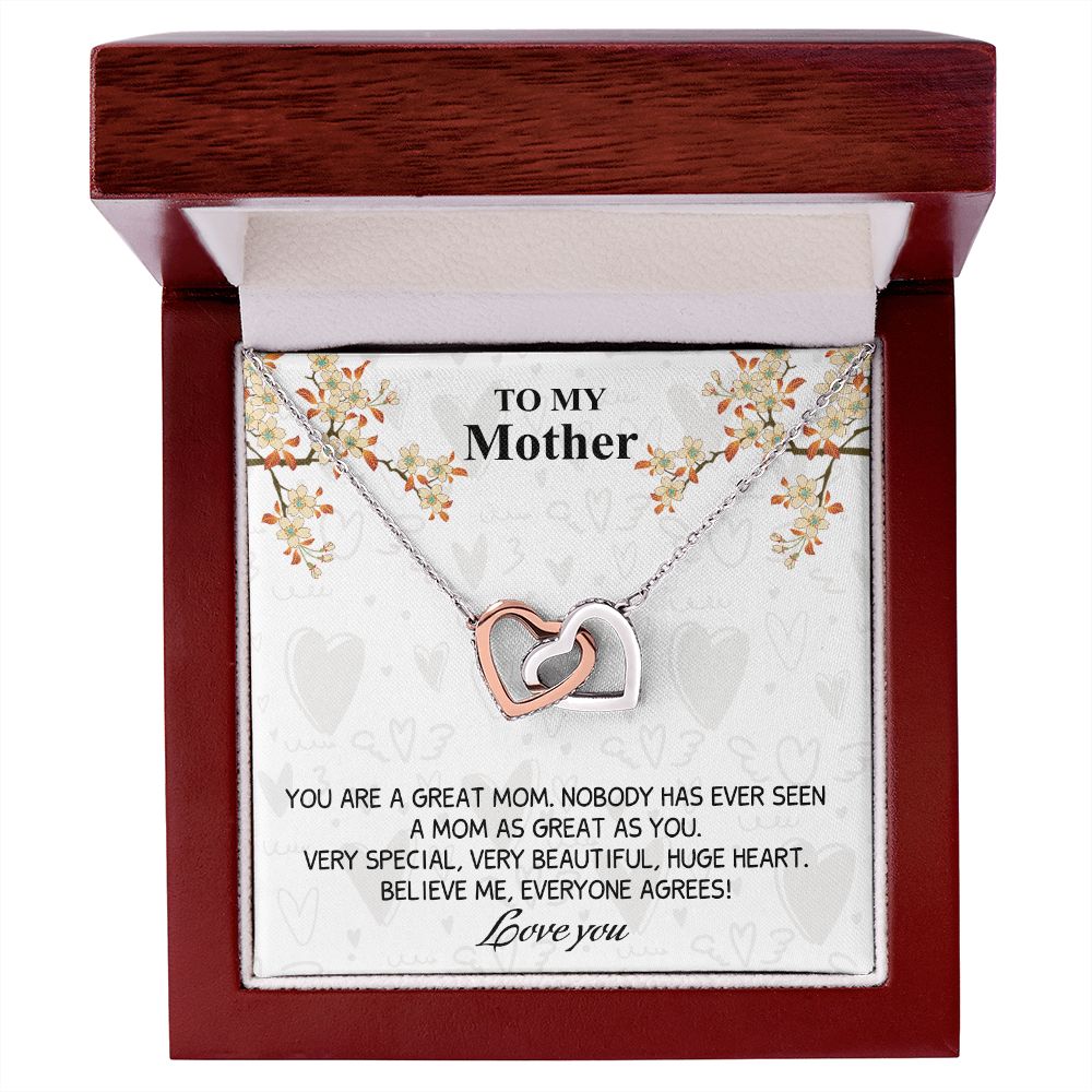Mom Necklace Gifts for Mom from Daughter to Mom Gifts for Mothers Day from Daughter, To My Mom Necklace from Daughter to Mom Birthday Gifts Necklace with Message Card and Gift Box8 Interlocking Hearts Necklace