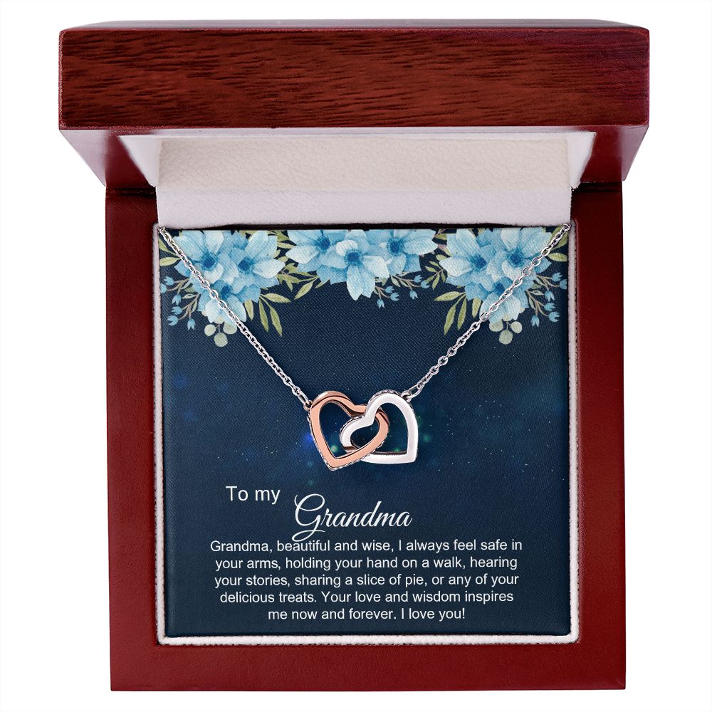 To My Grandma Necklace, Gift for Grandmother Necklace, Mothers Day Gift For Grandma Nana, Grandma Jewelry From Grandchildren GrandKids , Jewelry Box Gift For Grandma Grandmother2 Interlocking Hearts Necklace