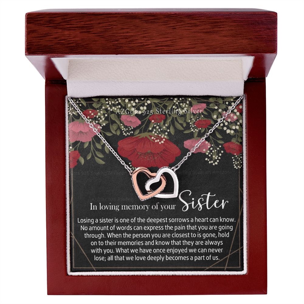In Loving Memory of Your Sister Necklace Grief Gifts for Grieving Gift for Memorial Pendant Necklace Gifts for Remembrance Gifts for Bereavement Gifts Sorry for Your Loss 301 Interlocking Hearts Necklace