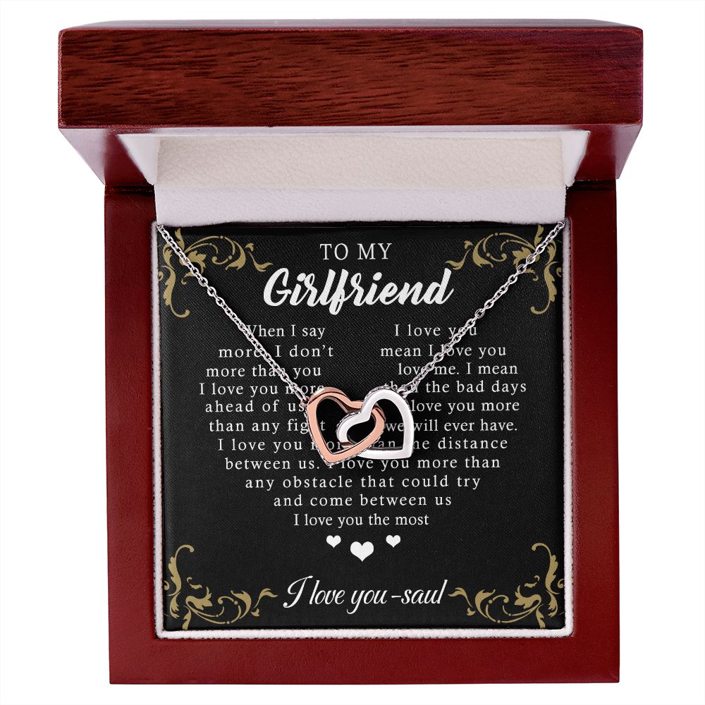 To My Girlfriend Necklace from Boyfriend, Personalized Necklace for Women, Luxury Necklace for Girlfriend, Wedding Anniversary Present For Her, Girlfriend Gift Jewelry Christmas Birthday Gift Interlocking Hearts Necklace