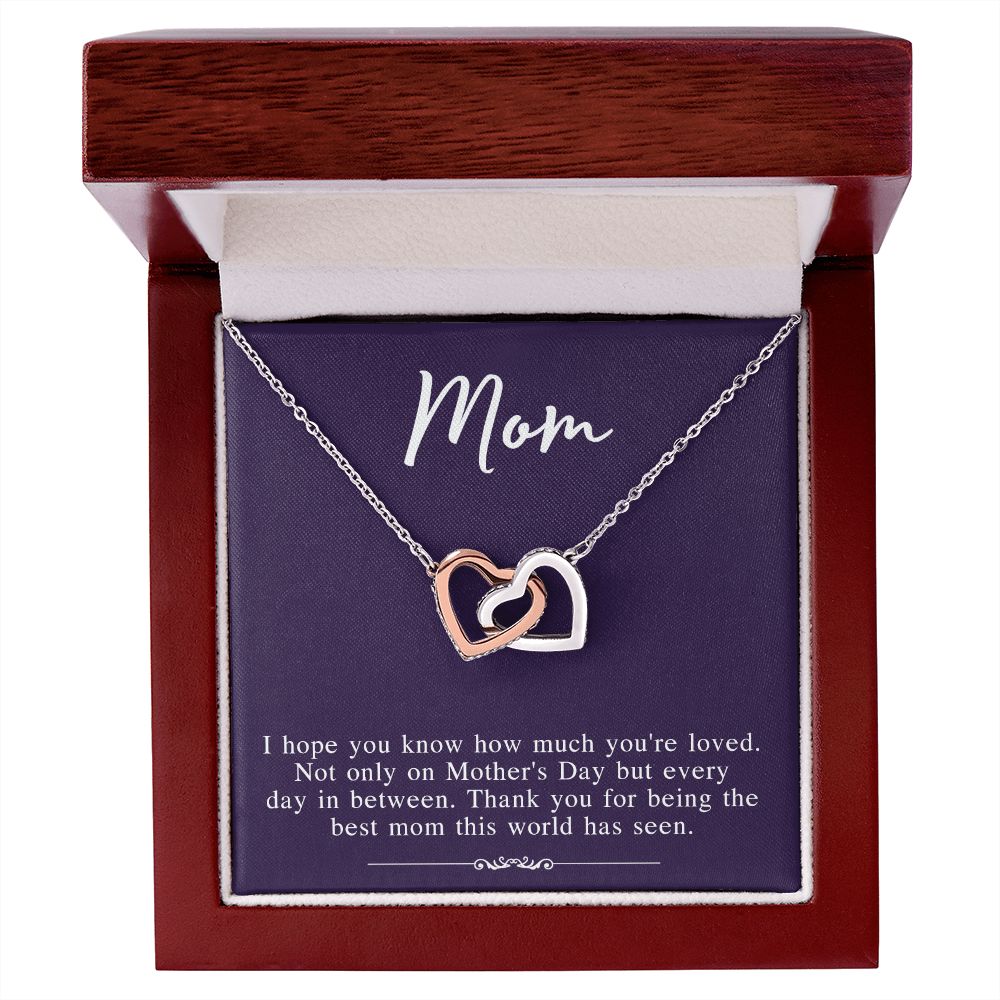 Mom Necklace Gifts for Mom from Daughter to Mom Gifts for Mothers Day from Daughter, To My Mom Necklace from Daughter to Mom Birthday Gifts Necklace with Message Card and Gift Box2239 Interlocking Hearts Necklace
