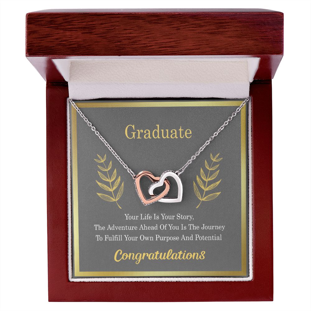 Graduation Gift For Daughter, University Graduate Gift, Graduation Gift For Her Congrats Graduation Pendants Gift For Daughter, Granddaughter, Niece, Sister Interlocking Hearts Necklace