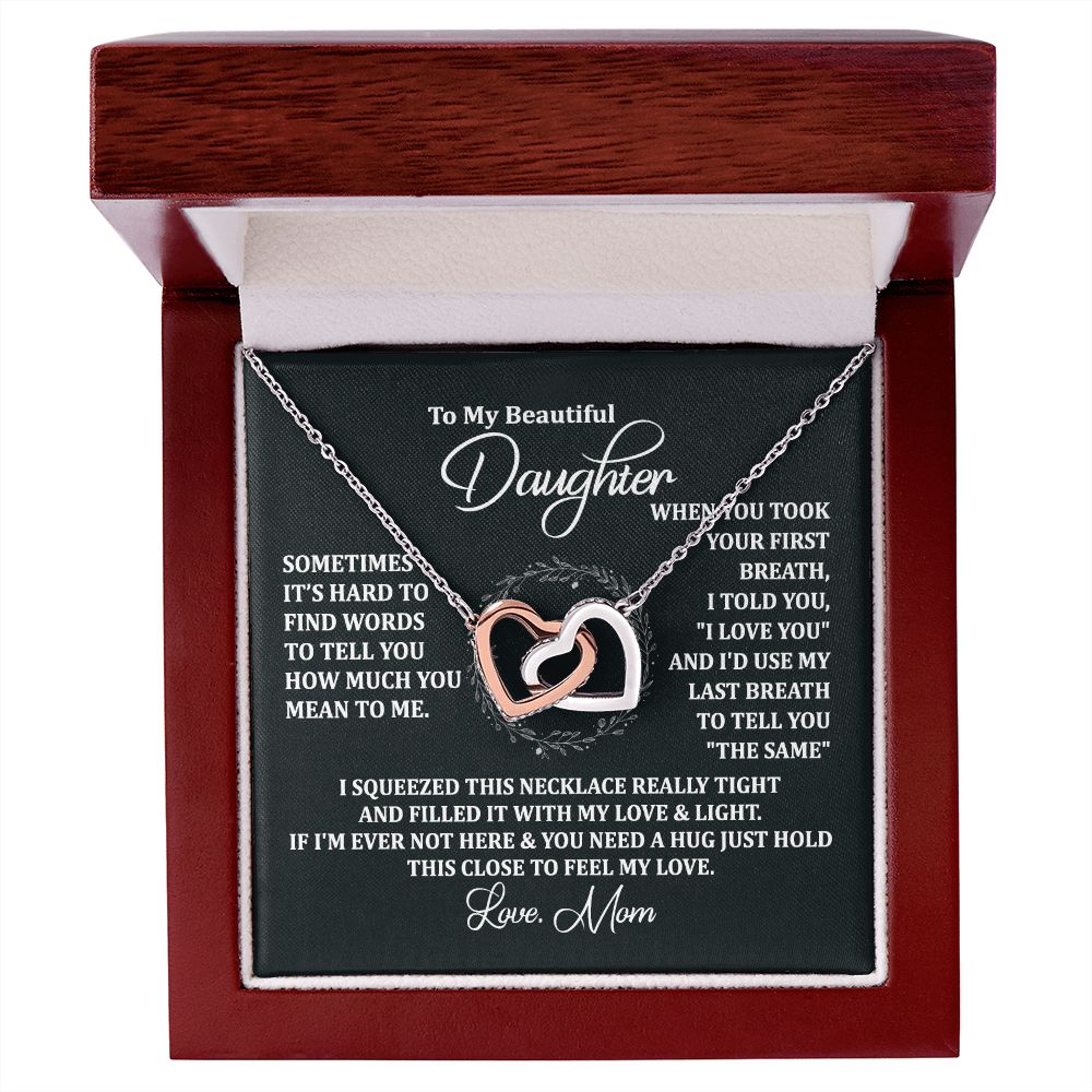 Mother Daughter Gift Ideas, To My Daughter Gift Necklace from Mom, Jewelry Pendant Present for Daughter, Birthday Christmas Gift Graduation Gifts for Daughters, Mother and Daughter Necklace 2135 Interlocking Hearts Necklace