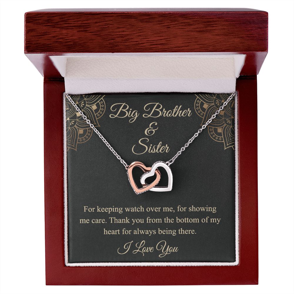 Brother Christmas Gift Chain Necklace, Christmas Gift for Brother from Sister Interlocking Hearts Necklace