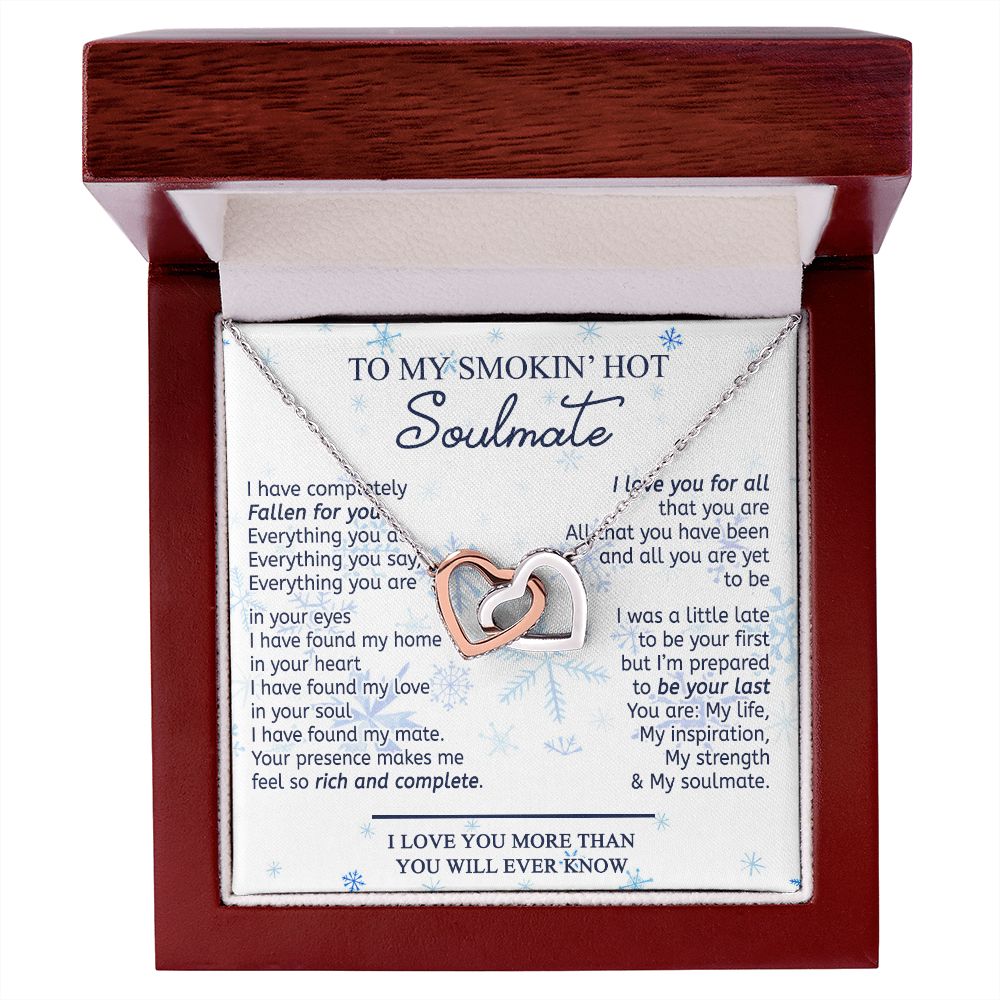 To My Smokin Hot Soulmate Necklace - Wife Gifts From Husband To My Wife Necklace, Gift for Her Romantic, Girlfriend Gifts Necklace for Wife from Men Includes Message Card and Gift Box 13 Interlocking Hearts Necklace