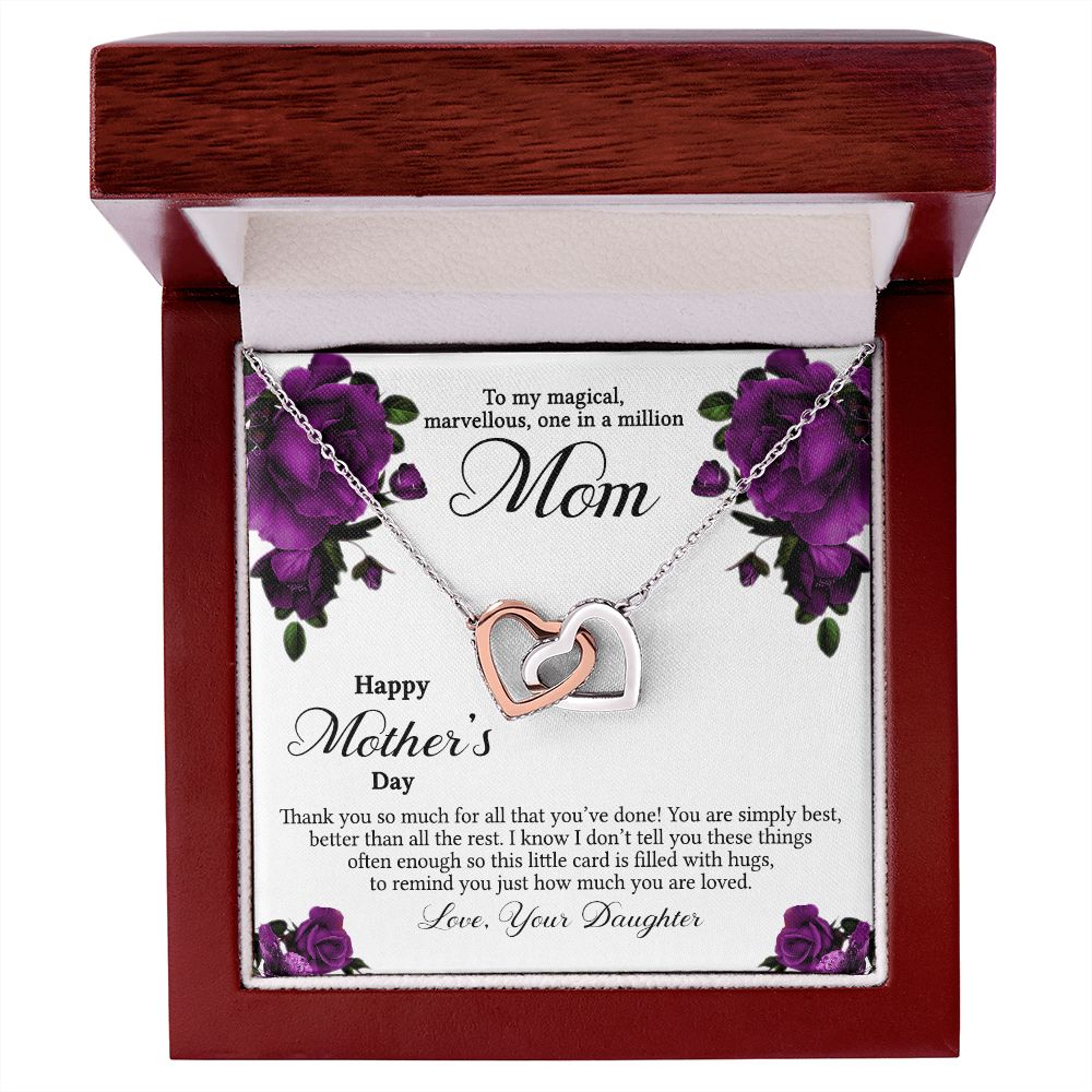 Mom Necklace Gifts for Mom from Daughter to Mom Gifts for Mothers Day from Daughter, To My Mom Necklace from Daughter to Mom Birthday Gifts Necklace with Message Card and Gift Box3 Interlocking Hearts Necklace