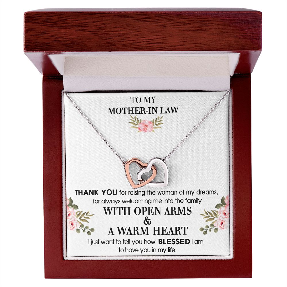 To My Mother-In-Law From Son-In-Law Thank You For Raising Interlocking Hearts Necklace