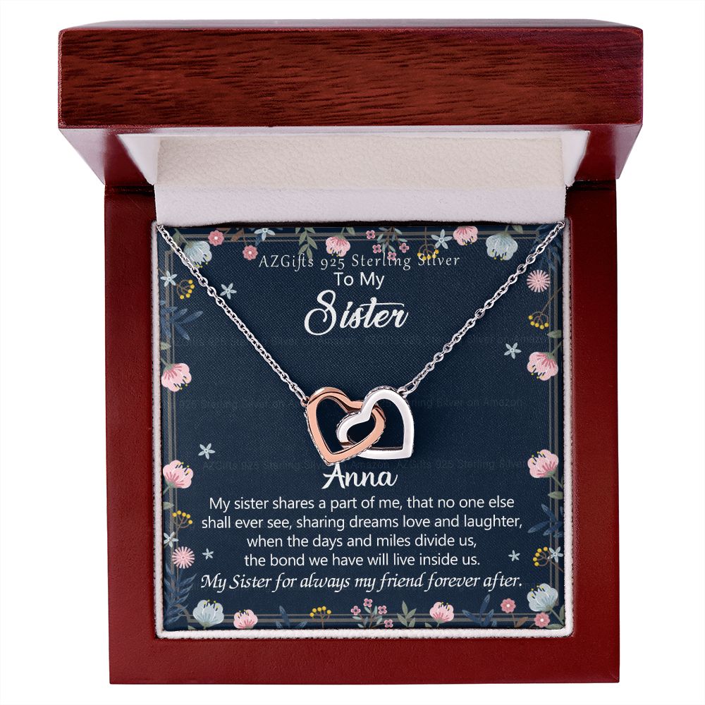 To My Sister Necklace, Pendant Inspirational Jewelry for Women Teen Girl, Keepsake Family and Friendship Gifts, Gift for Sisters, Necklace for Sisters, Sisters Jewelry 301 Interlocking Hearts Necklace