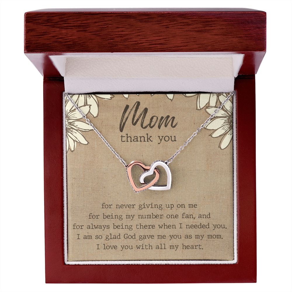 Thank You Gift For Mom, Gifts For Mother, Gifts For Mom From Daughter, Affordable Gifts For Mom, Birthday Gift Ideas For Mom From Daughter Interlocking Hearts Necklace