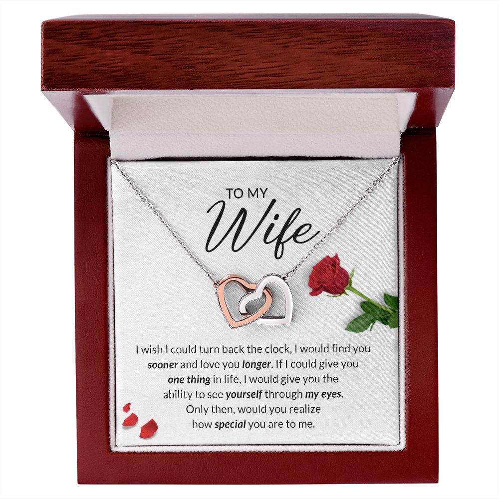Birthday Gifts For Wife, Necklace Gifts For Wife From Husband, To My Wife Jewelry For Women , To My Wife Necklace  from Husband Wedding Anniversary Present For Wife, Beautiful Wife Jewelry Christmas22 Interlocking Hearts Necklace