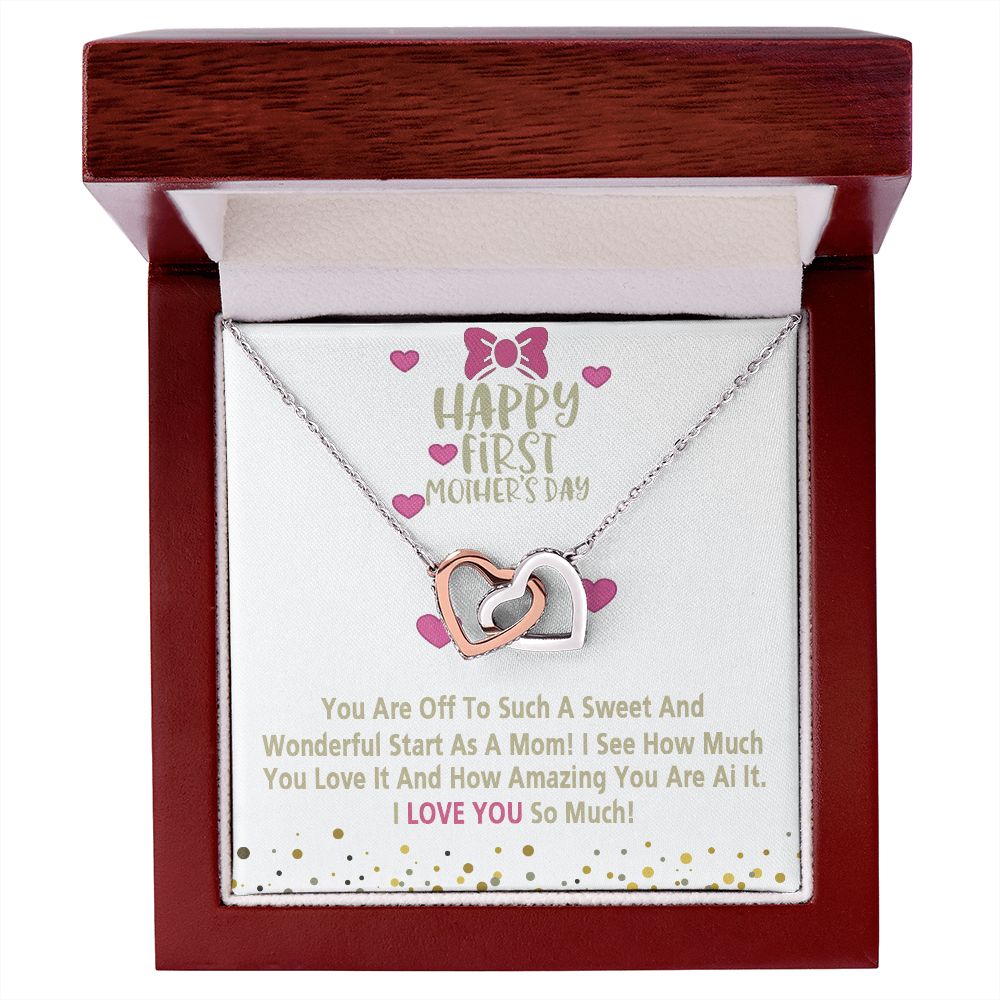Mom Necklace Gifts for Mom from Daughter to Mom Gifts for Mothers Day from Daughter, To My Mom Necklace from Daughter to Mom Birthday Gifts Necklace with Message Card and Gift Box15 Interlocking Hearts Necklace
