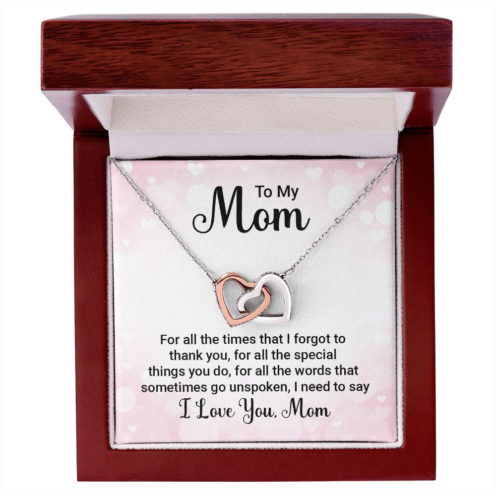 To My Mom Necklace, Gift For Mom, Mother's Day Gift from Daughter, Mom Jewelry Gift for Mothers Day, Birthday Gift for Mother, Moms Gift from Daughter Son, Necklace for Mom Mother 23 Interlocking Hearts Necklace