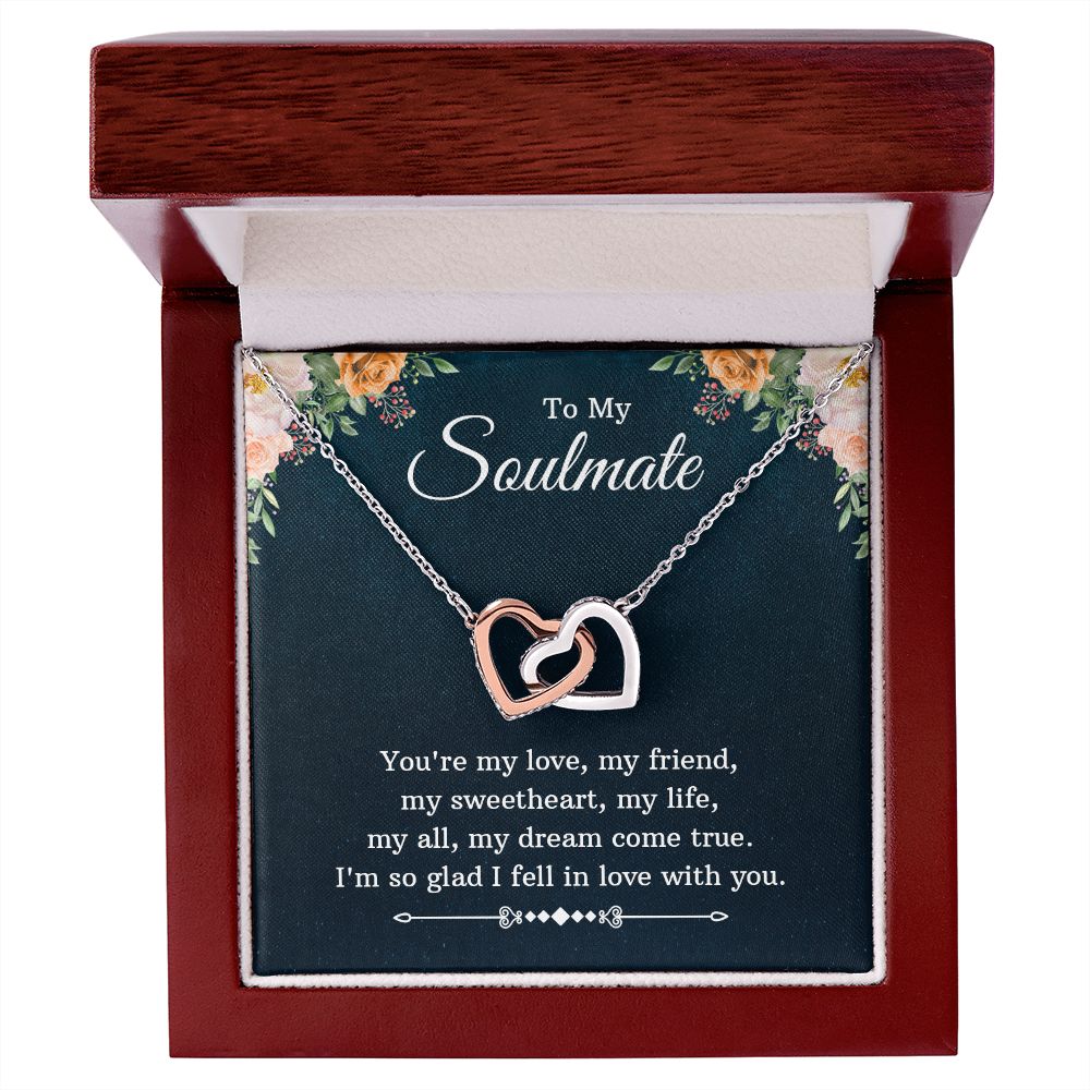 To My Soulmate Necklace for Women Birthday Christmas Jewelry Gifts For My Wife with Message Card Box Personalized Gift Present Pendant for Future Wife Soulmate Girlfriend Love 10 Interlocking Hearts Necklace
