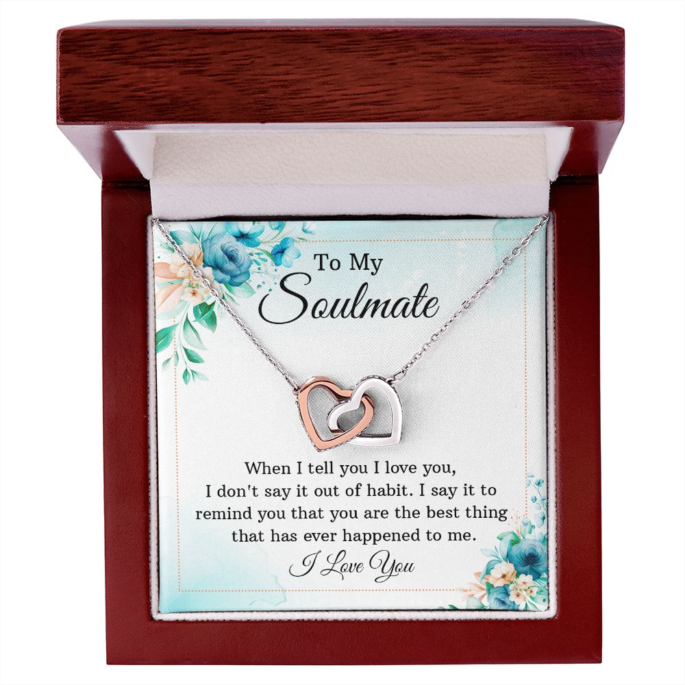 To My Soulmate Necklace for Women Birthday Christmas Jewelry Gifts For My Wife with Message Card Box Personalized Gift Present Pendant for Future Wife Soulmate Girlfriend Love 12 Interlocking Hearts Necklace