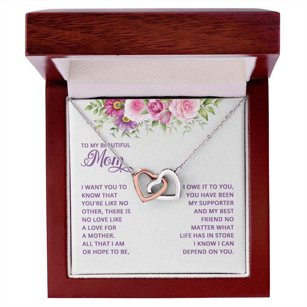 Mom Necklace Gifts for Mom from Daughter to Mom Gifts for Mothers Day from Daughter, To My Mom Necklace from Daughter to Mom Birthday Gifts Necklace with Message Card and Gift Box17 Interlocking Hearts Necklace