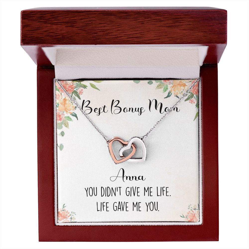 To My Stepmom Necklace from Stepdaughter Birthday Gifts for Stepmom Stepmother Gifts for Second Mom Gifts for Stepmom from Bonus Daughter Stepmom Gifts for Birthday Mothers Day 301 Interlocking Hearts Necklace