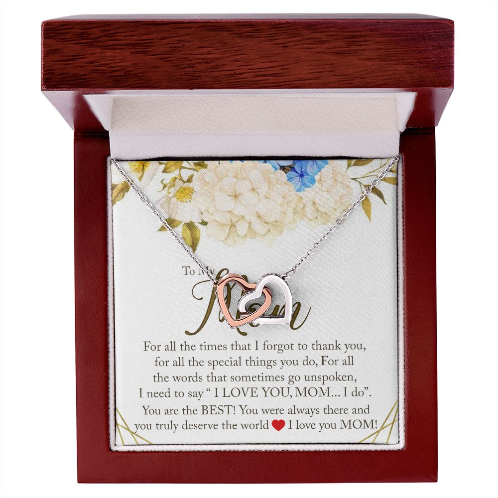 To My Mom Necklace, Gift For Mom, Mother's Day Gift from Daughter, Mom Jewelry Gift for Mothers Day, Birthday Gift for Mother, Moms Gift from Daughter Son, Necklace for Mom Mother 16 Interlocking Hearts Necklace