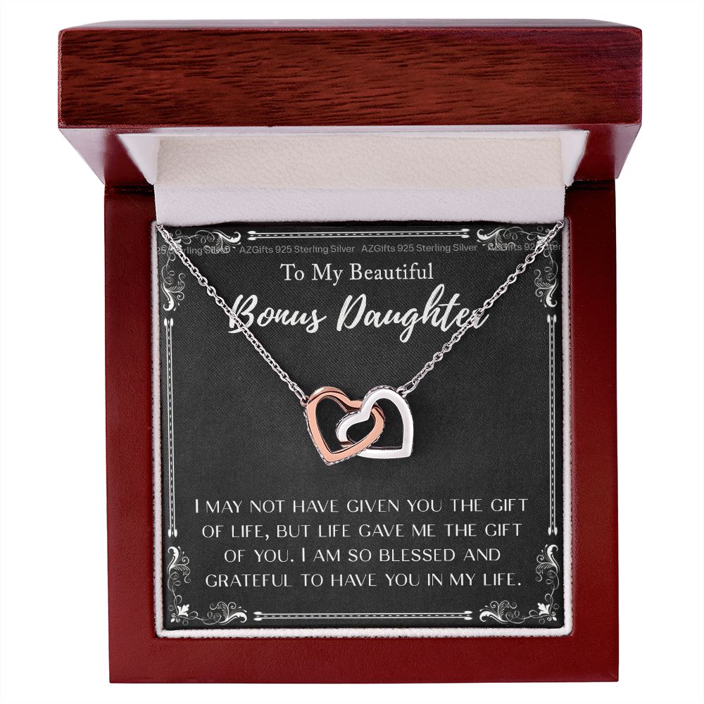 Personalized Gift - To My Bonus Daughter - Interlocking Hearts Necklace, Step daughter, Adopted daughter, daughter in law gift, future daughter Interlocking Hearts Necklace