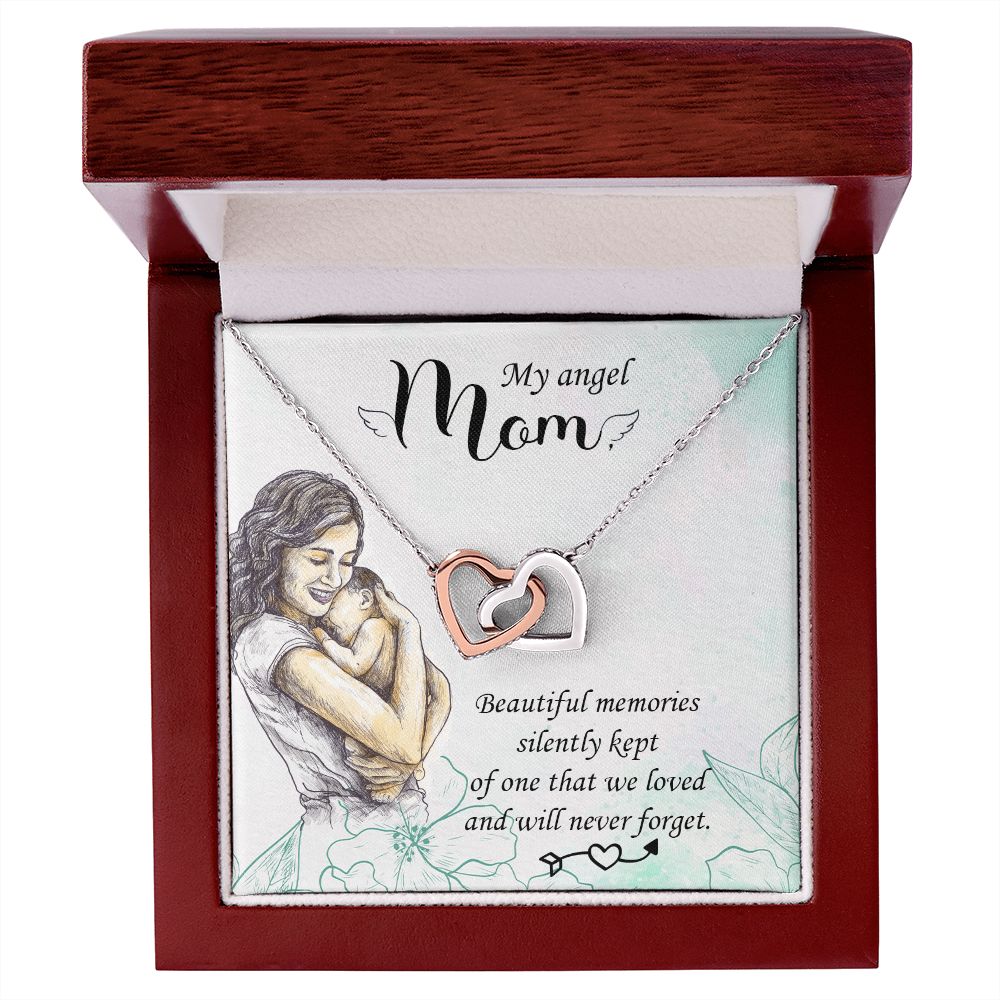 To My Mom Mother My Angel Necklace Pendant Gift From Daughter Beautiful Memories With Message Card Gift For Mom Interlocking Hearts Necklace