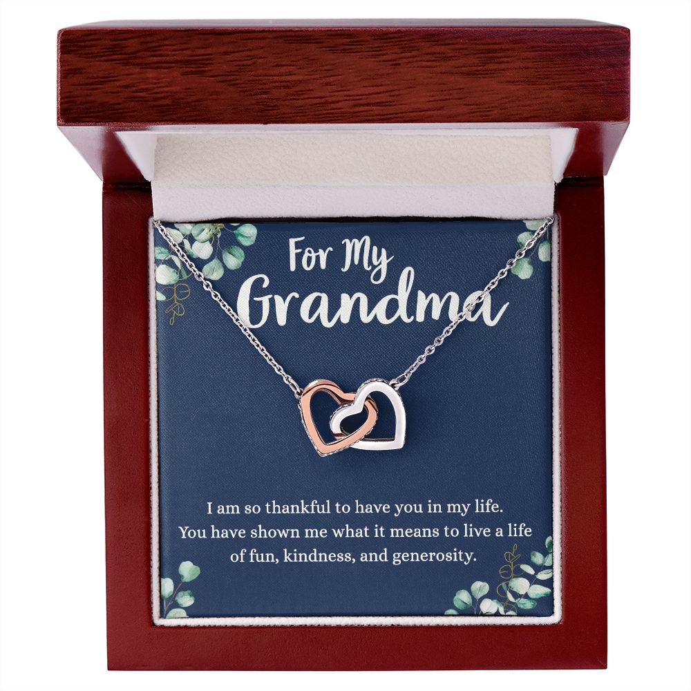To My Grandma Necklace, Gift for Grandmother Necklace, Mothers Day Gift For Grandma Nana, Grandma Jewelry From Grandchildren GrandKids , Jewelry Box Gift For Grandma Grandmother4 Interlocking Hearts Necklace