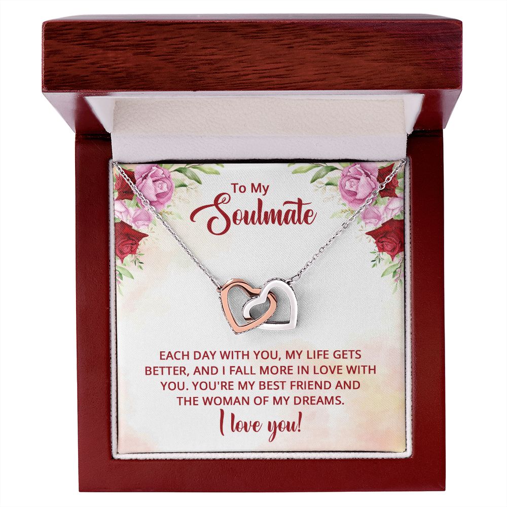 To My Soulmate Necklace for Women Birthday Christmas Jewelry Gifts For My Wife with Message Card Box Personalized Gift Present Pendant for Future Wife Soulmate Girlfriend Love 11 Interlocking Hearts Necklace
