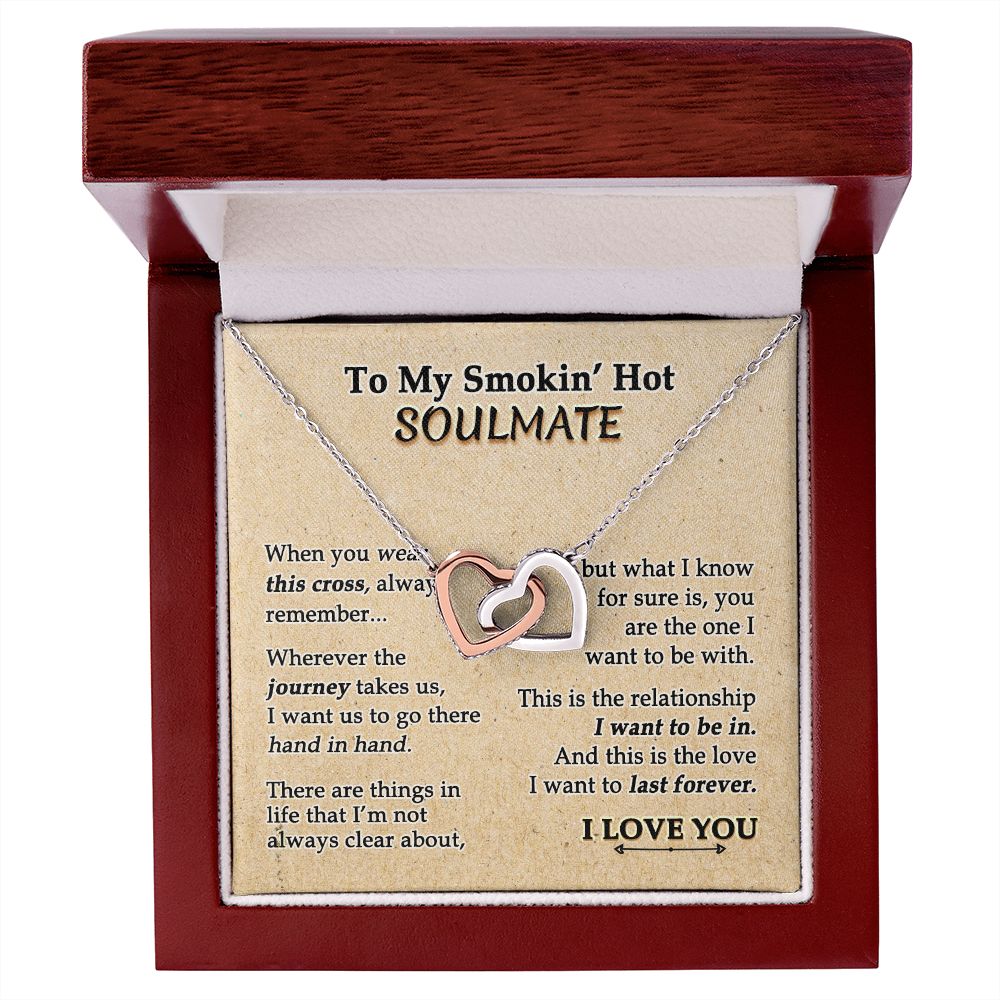 To My Soulmate Necklace for Women Birthday Valentines Day Jewelry Gifts For My Wife with Message Card Box Personalized Gift Present Pendant for Future Wife Soulmate Girlfriend Love 9 Interlocking Hearts Necklace