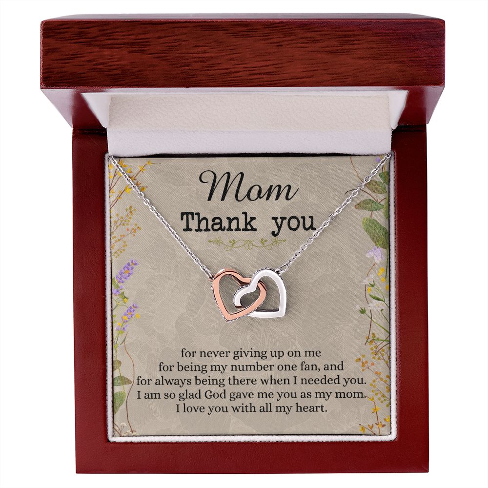 To My Mom Necklace, Thank you Mom Gift, Gift for Mom, Mother's Day Gift from Daughter, Mother Daughter gift, Gift from child, Gift for Mom, Mothers Day Necklace for Women Interlocking Hearts Necklace