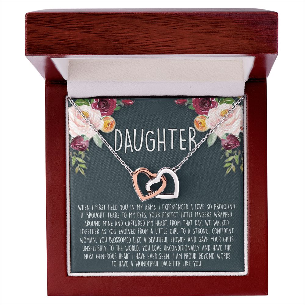 Daughter Necklace Gift for Daughter, Daughter Jewelry, Mother Daughter Interlocking Hearts Necklace