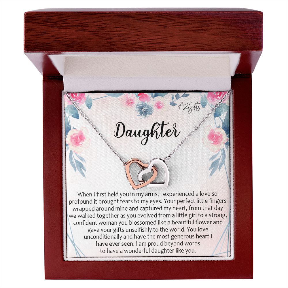 To My Daughter Gift Necklace from Mom, Mother and Daughter Necklace for Girls, Mother Daughter Gift Ideas, Jewelry Pendant Interlocking Hearts Necklace
