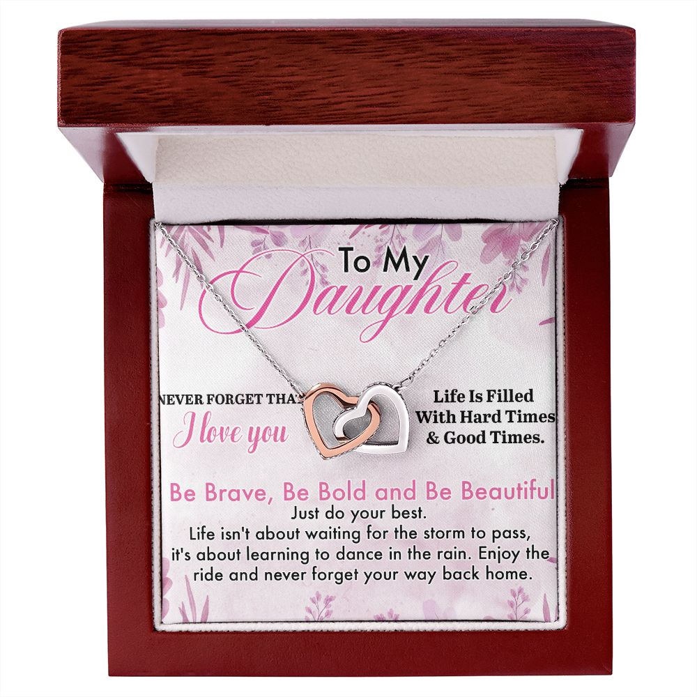 Jewelry Pendant Present for Daughter, To My Daughter Gift Necklace from Mom, Mother Daughter Gift Ideas, Birthday Christmas Gift Graduation Gifts for Daughters, Mother and Daughter Necklace 13 Interlocking Hearts Necklace