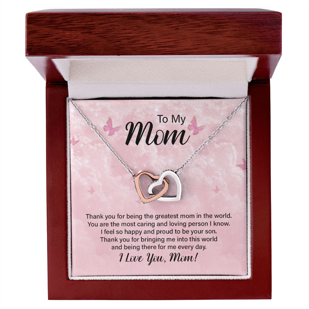 To My Mom Necklace, Gift For Mom, Mother's Day Gift from Daughter, Mom Jewelry Gift for Mothers Day, Birthday Gift for Mother, Moms Gift from Daughter Son, Necklace for Mom Mother 24 Interlocking Hearts Necklace