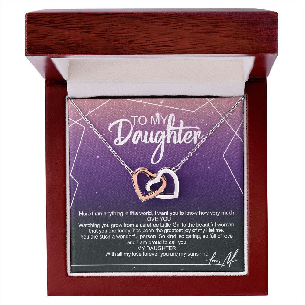 To My Daughter Alluring Beautiful Necklace, Jewelry For Daughter, Daughter Gift Interlocking Hearts Necklace