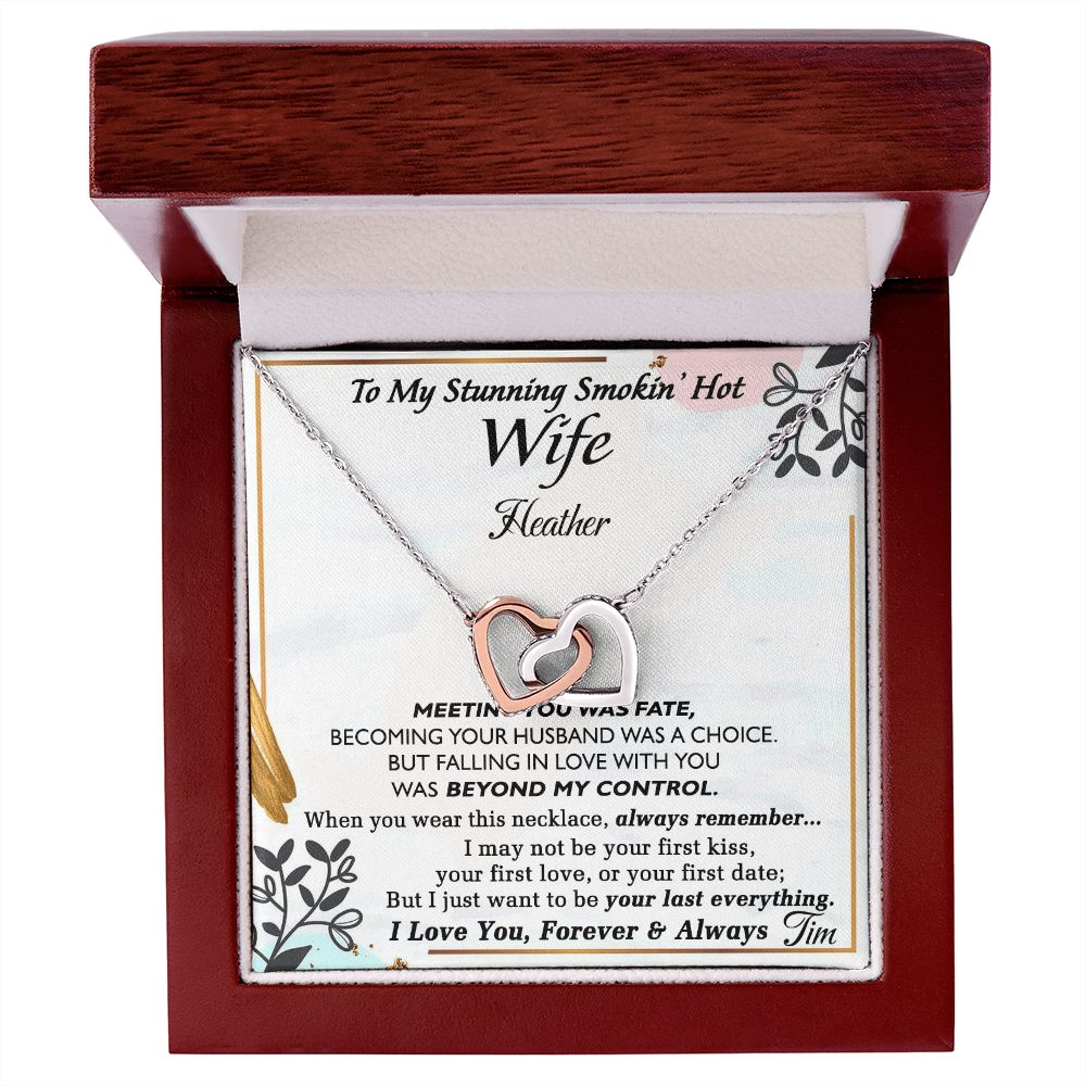 To My Wife Necklace from Husband, Personalized Necklace for Women, Luxury Necklace for Wife from Man Men, Wedding Anniversary Present For Wife, Beautiful Wife Jewelry Christmas Birthday Gift For Wife22 Interlocking Hearts Necklace