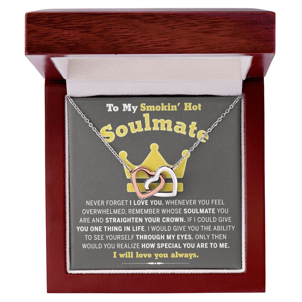 To My Soulmate Necklace for Women Birthday Valentines Day Jewelry Gifts For My Wife with Message Card Box Personalized Gift Present Pendant for Future Wife Soulmate Girlfriend Love 8 Interlocking Hearts Necklace