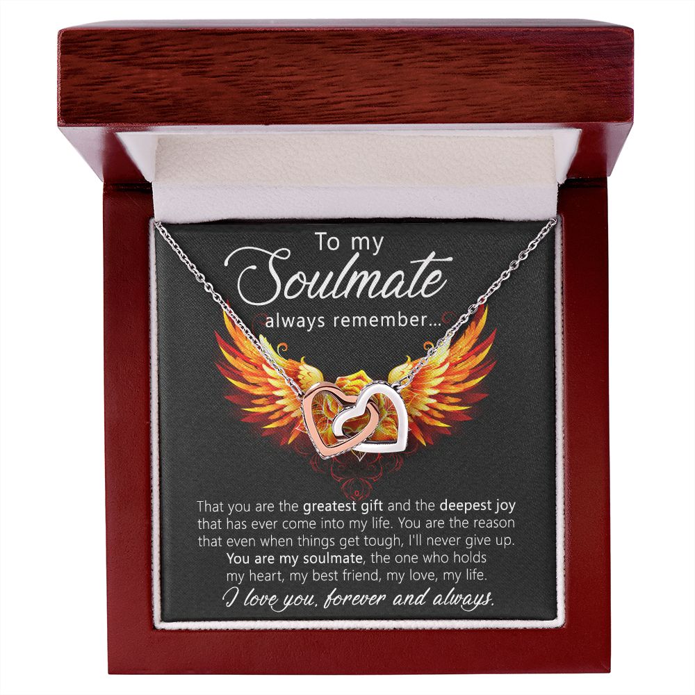 To My Soulmate Necklace for Women Birthday Christmas Jewelry Gifts For My Wife with Message Card Box Personalized Gift Present Pendant for Future Wife Soulmate Girlfriend Love 22 Interlocking Hearts Necklace
