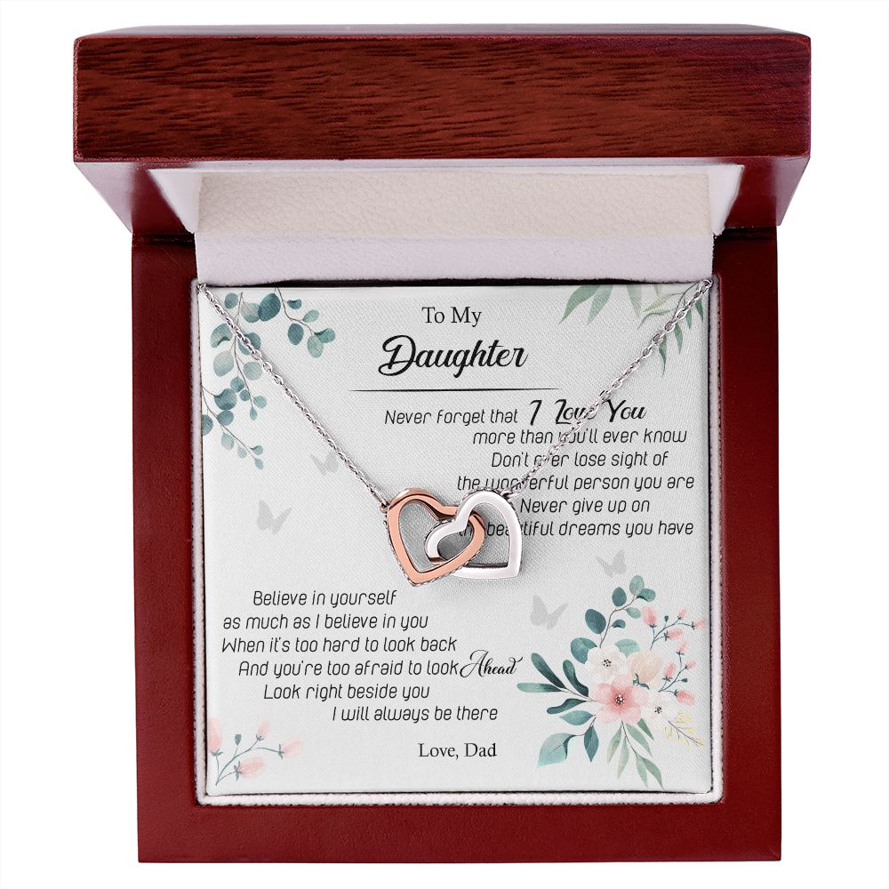 Jewelry Pendant Present for Daughter, To My Daughter Gift Necklace from Mom, Mother Daughter Gift Ideas, Birthday Christmas Gift Graduation Gifts for Daughters, Mother and Daughter Necklace 20 Interlocking Hearts Necklace