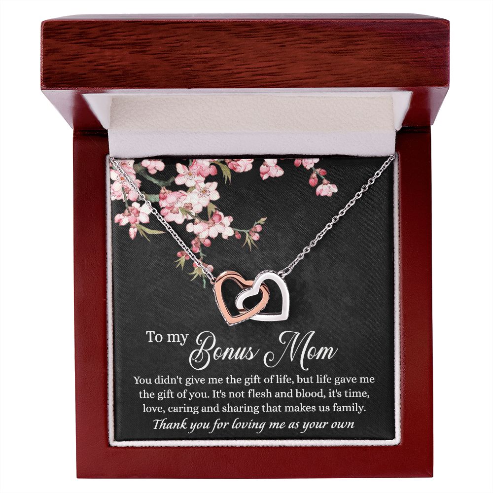 To My Bonus Mom Necklace, Gifts for Step Mom, Bonus Mom Necklace from Bonus Daughter Son, Necklaces for Women, Mothers Day Gift for Stepmom, Mother in Law Gift from Daughter in Law Interlocking Hearts Necklace