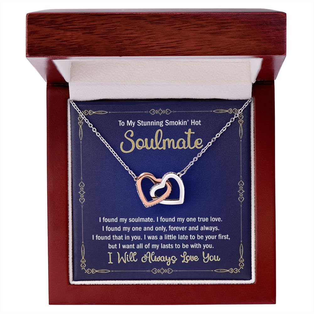 To My Smokin Hot Soulmate Necklace - Wife Gifts From Husband To My Wife Necklace, Gift for Her Romantic, Girlfriend Gifts Necklace for Wife from Men Includes Message Card and Gift Box 6 Interlocking Hearts Necklace