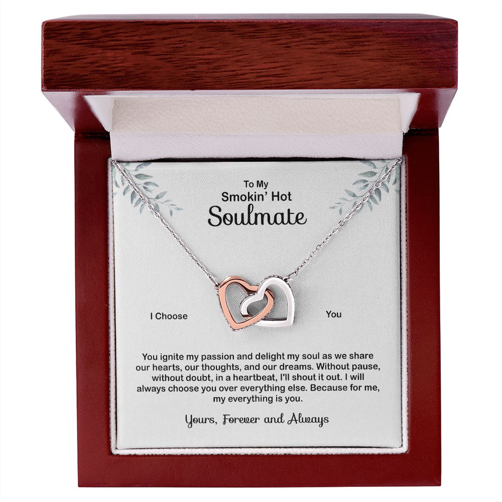 To My Soulmate Necklace for Women Birthday Valentines Day Jewelry Gifts For My Wife with Message Card Box Personalized Gift Present Pendant for Future Wife Soulmate Girlfriend Love 4 Interlocking Hearts Necklace