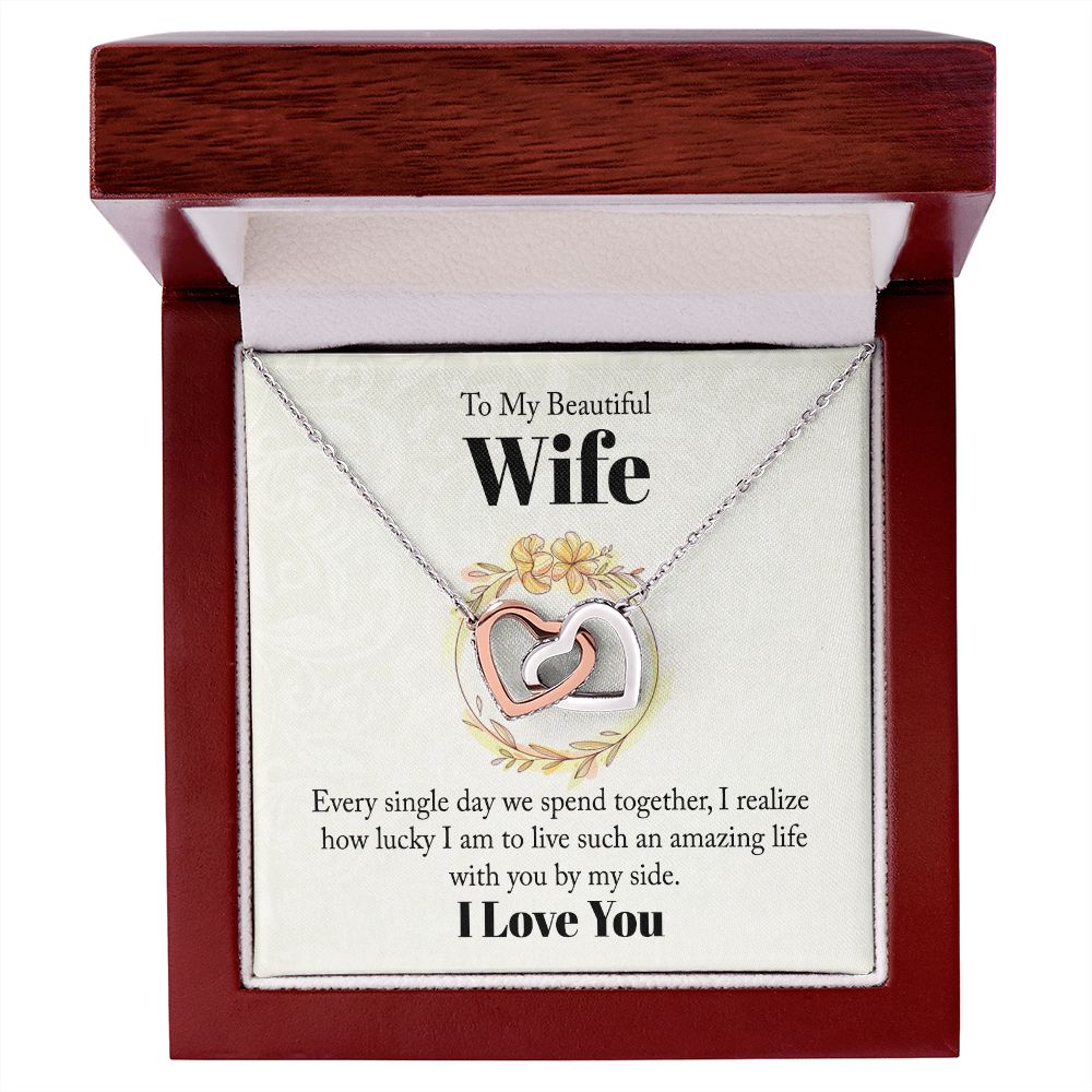 To My Beautiful Wife Necklace, Wedding Anniversary Jewelry For Women, Necklace For Wife from Husband, Gifts For Wife Birthday Gifts Necklace, Jewelry With Message Card In A Gift Box
