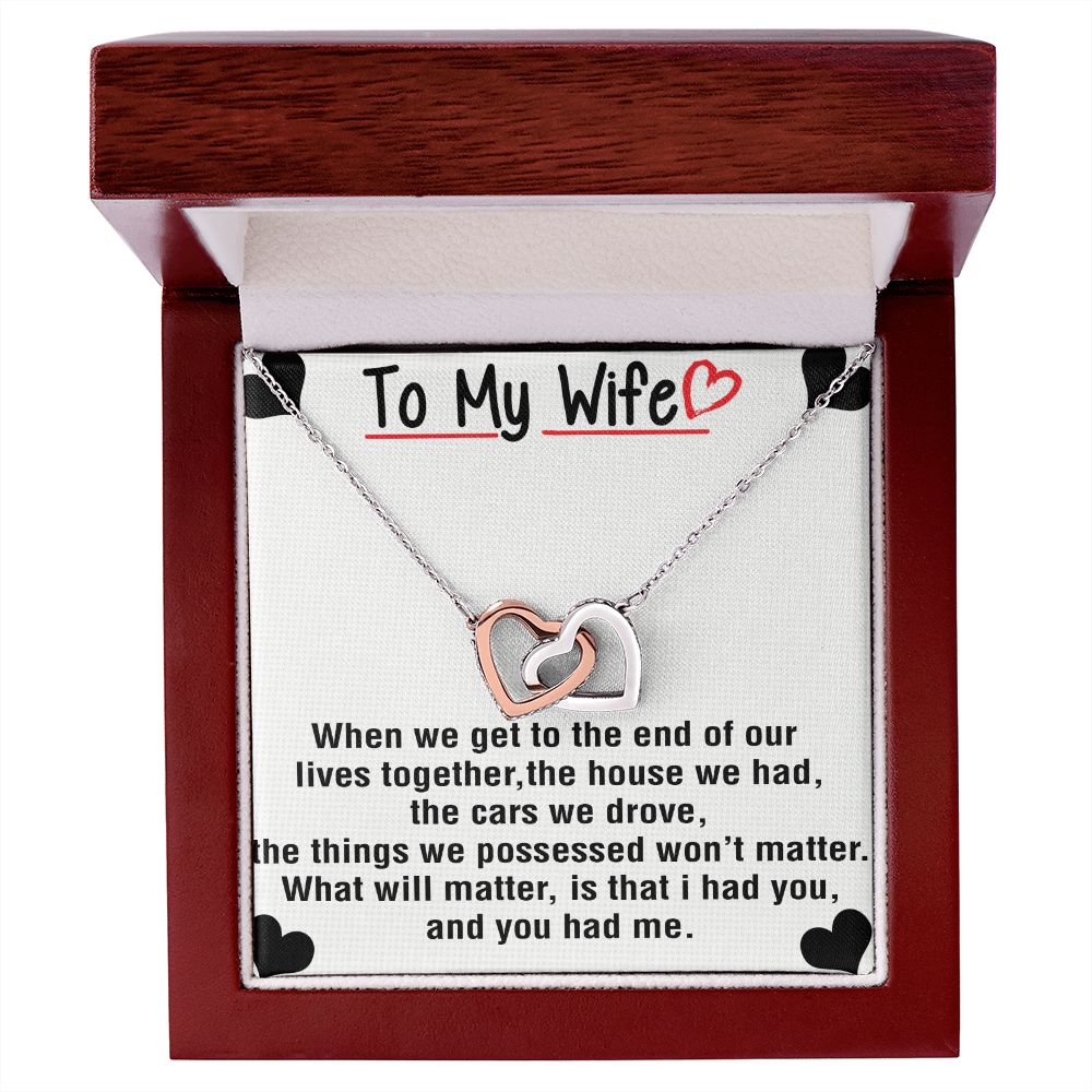 To My Wife Necklace from Husband, Personalized Necklace for Women, Luxury Necklace for Wife from Man Men, Wedding Anniversary Present For Wife, Beautiful Wife Jewelry Christmas Birthday Gift For Wife25 Interlocking Hearts Necklace