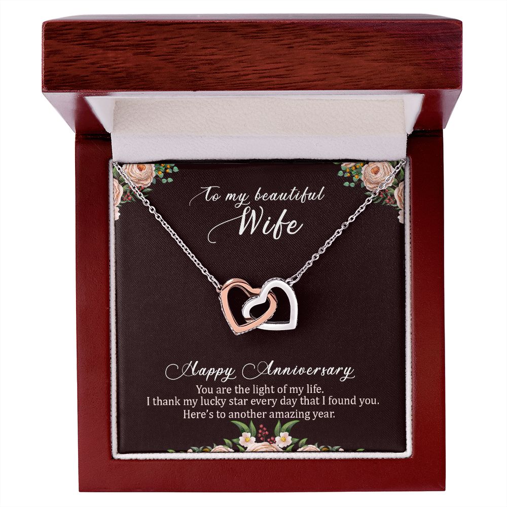To My Wife Necklace Interlocking Heart Necklace Wife Gifts From Husband To My Wife Necklace, Gift for Her Romantic, Girlfriend Gifts Includes Message Card and Gift Box