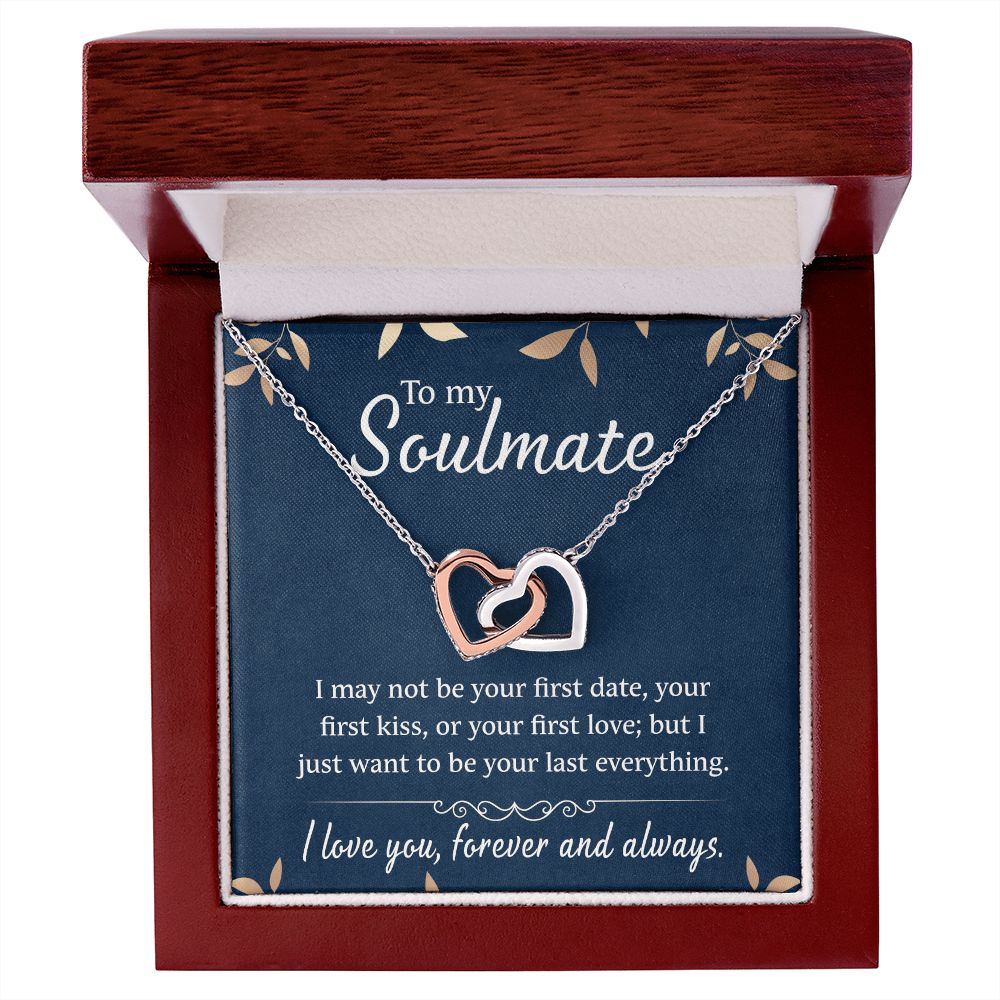 To My Soulmate Necklace for Women Birthday Christmas Jewelry Gifts For My Wife with Message Card Box Personalized Gift Present Pendant for Future Wife Soulmate Girlfriend Love 21 Interlocking Hearts Necklace