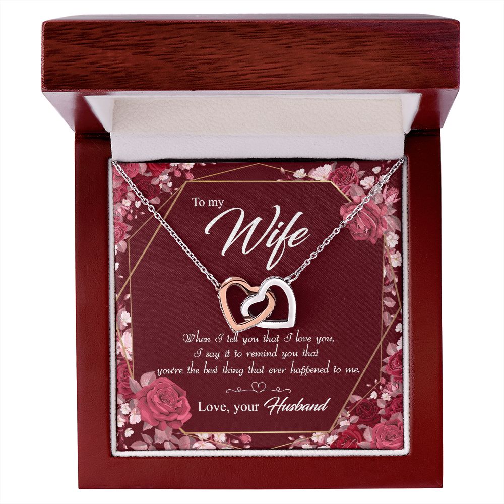 To My Wife Necklace Pendant Gift From Husbnd Habby Birthday Jewelry with Message Card and Gift Box. Wife Necklace Gift for Wife from Husband Valentine's Day Gift For Wife Future Wife Interlocking Hearts Necklace