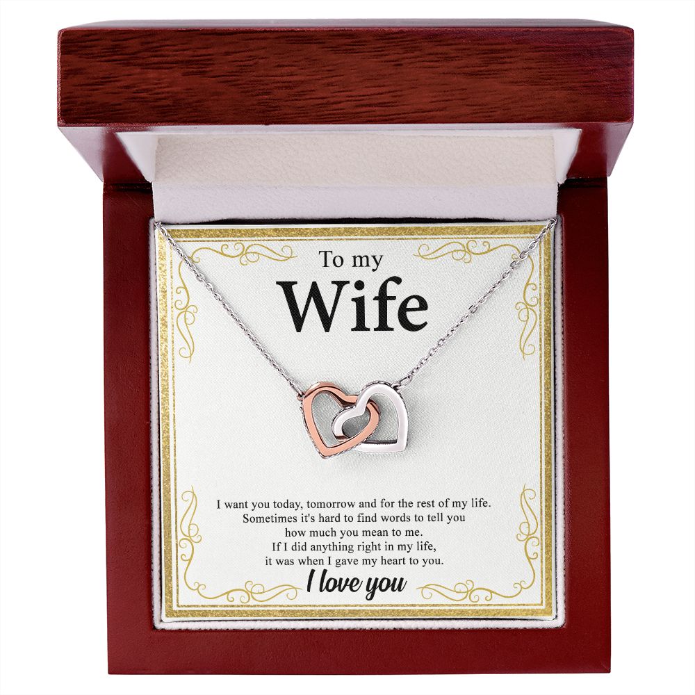 To My Wife Alluring Love Necklace Gift for Wife Valentines Day Gift for Her Interlocking Hearts Necklace