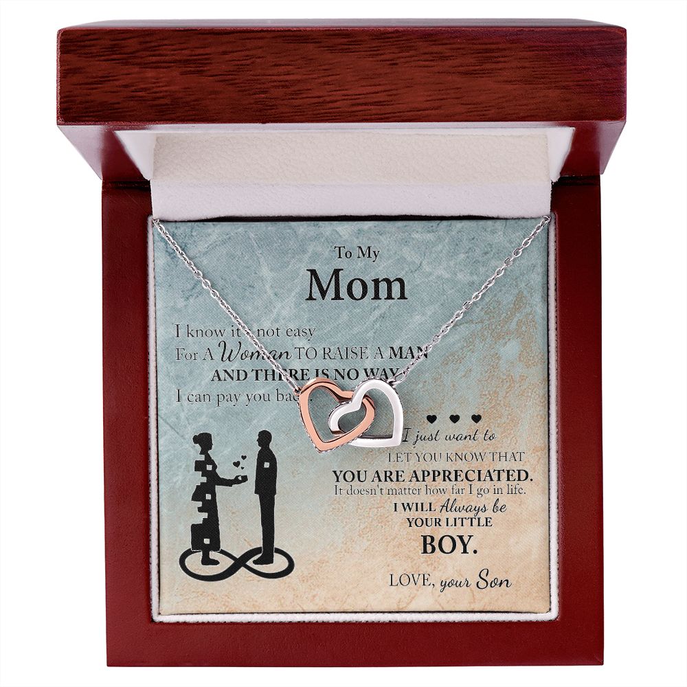 Mom Gift From Son To Mother Necklace Thoughtful Birthday Gift Sentimental Interlocking Hearts Necklace