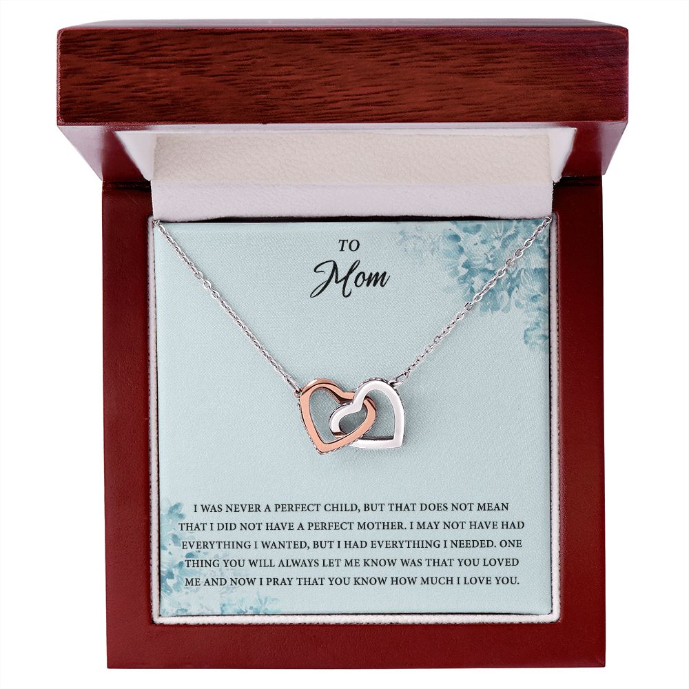 Mom Necklace Gifts for Mom from Daughter to Mom Gifts for Mothers Day from Daughter, To My Mom Necklace from Daughter to Mom Birthday Gifts Necklace with Message Card and Gift Box2227 Interlocking Hearts Necklace