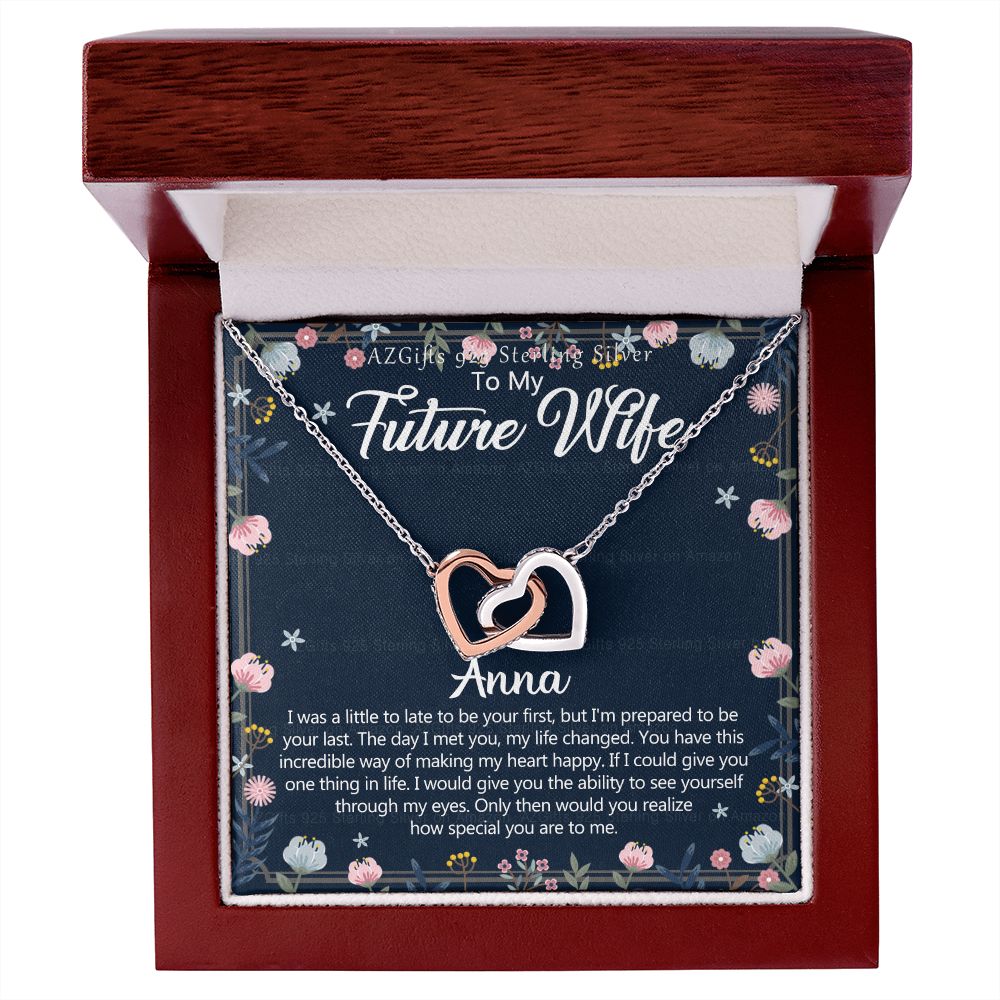 To My Future Wife Necklace With Box Card Gift for Soulmate Pendant Jewelry Birthday Gift For Her From Boyfriend One Year Anniversary For Girlfriend Fiance Jewelry Interlocking Hearts Necklace
