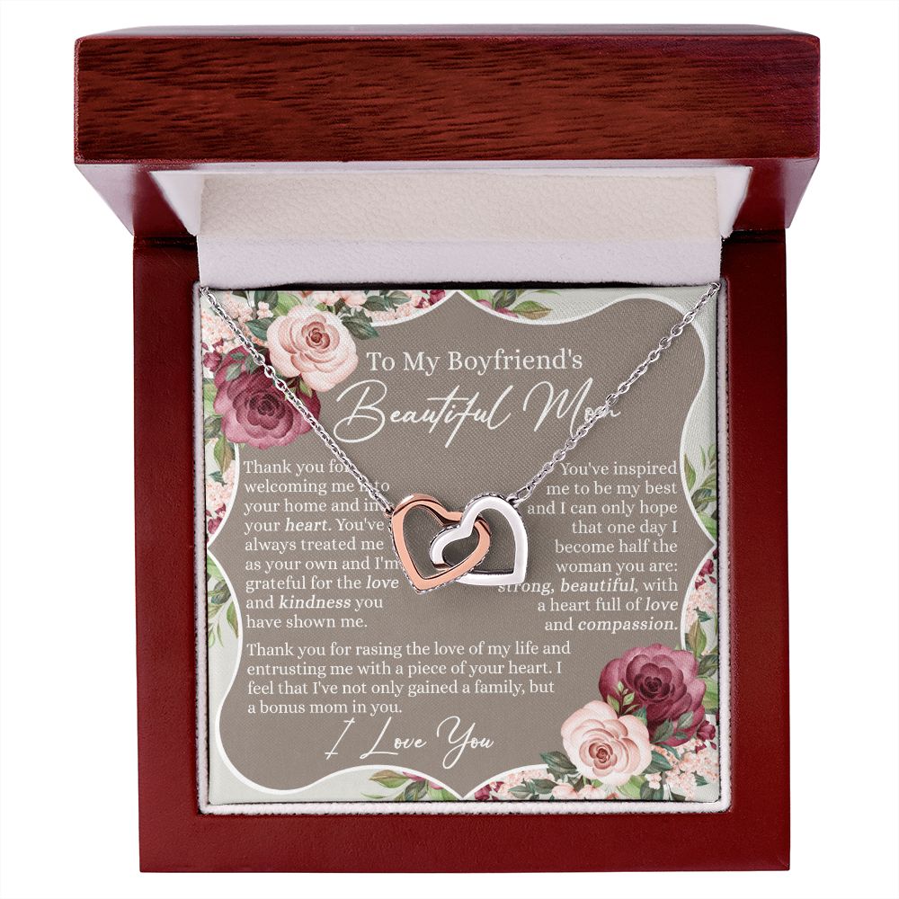 To My Boyfriend's Mom Necklace, Sentimental Gifts For Boyfriend's Mom, Necklace for Boyfriend's Mom, Thank You Gift for Boyfriend's Mom, Mothers Day Gift for Boyfriend's Mom Interlocking Hearts Necklace