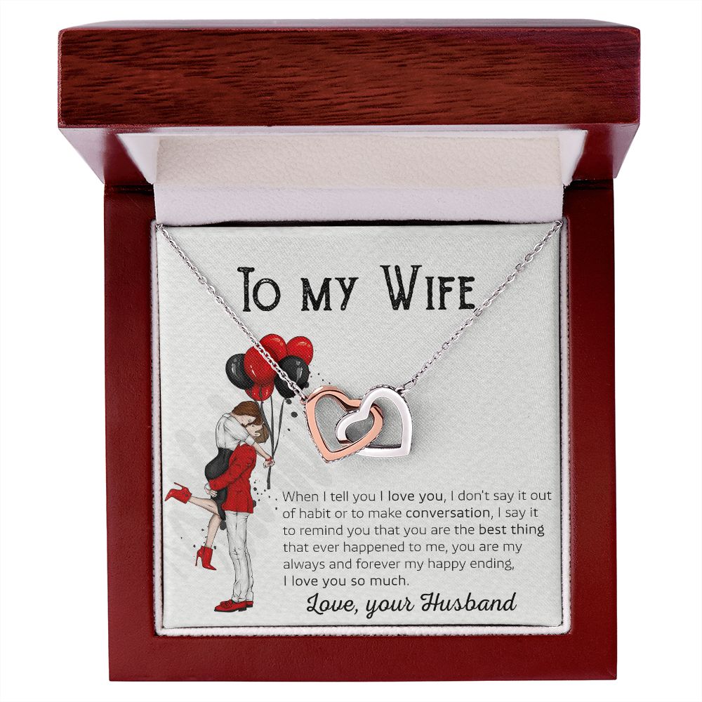 Birthday Gifts For Wife, Necklace Gifts For Wife From Husband, To My Wife Jewelry For Women , To My Wife Necklace  from Husband Wedding Anniversary Present For Wife, Beautiful Wife Jewelry Christmas 7 Interlocking Hearts Necklace